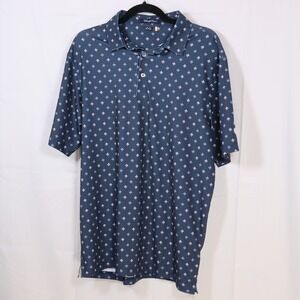 Straight Down Polo Shirt Medium Blue Mens Fleur De Lis Golf Top